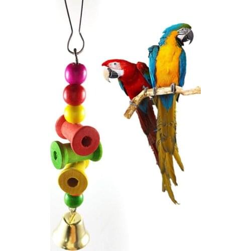 Fashion Wooden Molar Toys For Parrot Bird Accessories Swing Beads Stand For Pet Toy Colorful