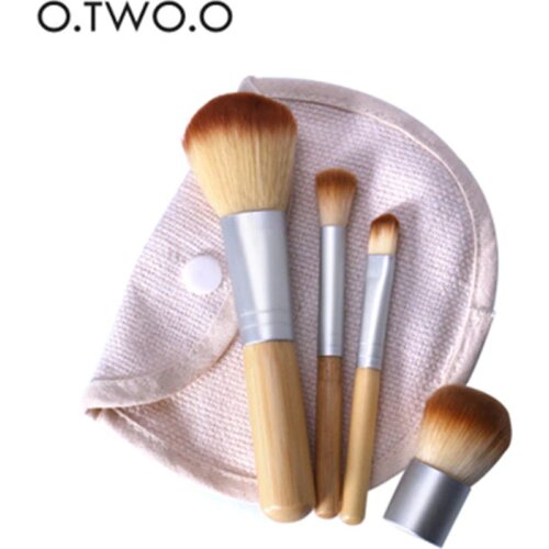 O.TWO.O 4PCS/set Bamboo Brush Make-up Brushes Set Cosmetic Face Powder Foundation Brush For Makeup Cosmetic Tool With Bag 20