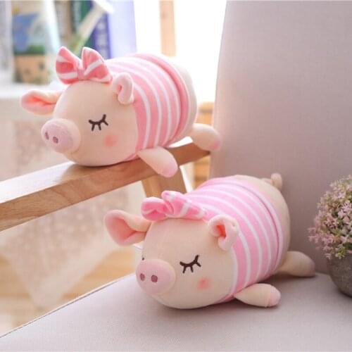 New 25cm plush cute pink pig With sucker Favorite Bow Pillow Baby soothing doll good quality christmas festival gift for friend