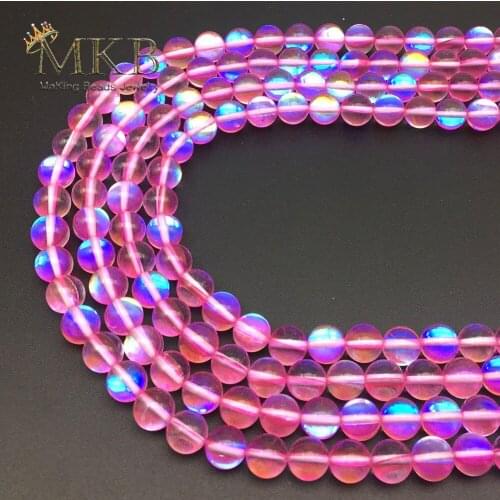 Wholesale A+ Fuchsia Austria Crystal Beads Synthesis Moonstone Beads For Jewerly Making Bracelet Necklace 6 8 10 12mm Perles