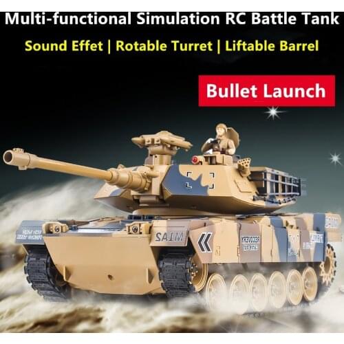 45 Degree Slope Climbing RC Exhaust Battle Tank Fire Bullet In Situ Rotation Rotable Turret Independent Suspension System RC Toy