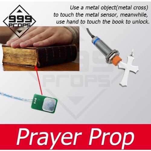 Prayer Prop Real life room escape trigger the touch sensor and metal sensor at the same time to open door Chamber game
