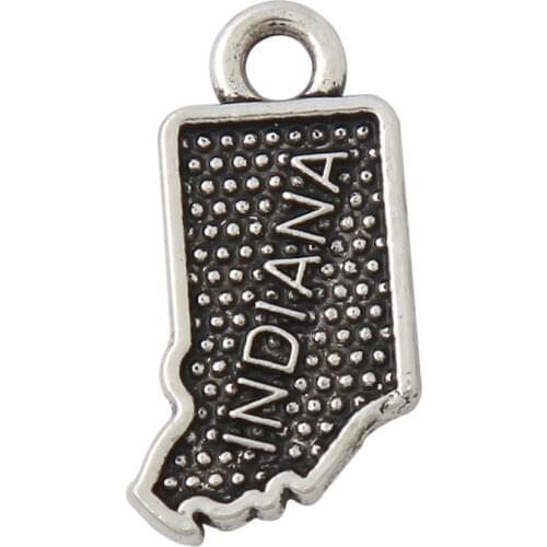 RAINXTAR Alloy American States Of Indiana Map Charms Vintage Jewelry Accessories 10*18mm AAC033