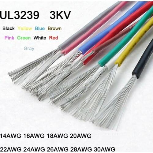 UL3239 Silicone Rubber Cable 14-30AWG Tinned Copper Flexible Soft Wire 3000V