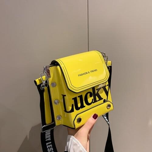 Shoulder bag women new style lacquer fashion small square bag simple diagonal female bags water repellent letter ladies bag