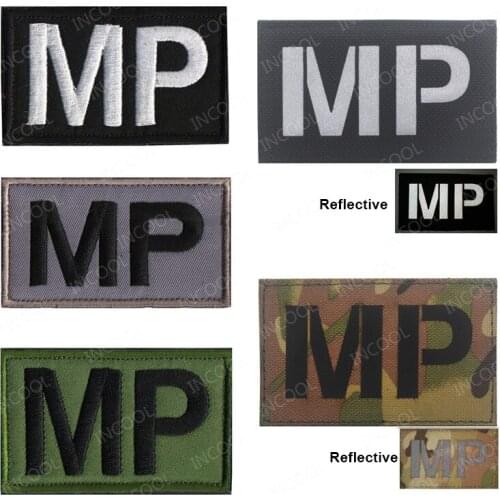 Reflective IR MP PVC Embroidery Patch Military Tactical Decorative Patches Combat Rubber Biker Fastener Embroidered Badge