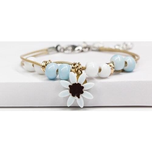 Womens Ceramic hand made DIY Bracelets flower Artware Retro bracelet for woman girl gift Fashion Jewelery wholesale #5252