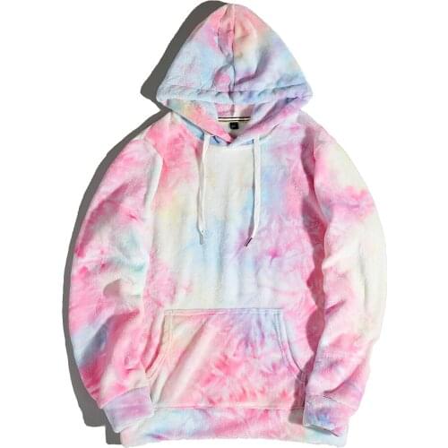 Polyester Spandex Tie Dyed Hoodies For Women Colorful Soft Comfortable Pullover Sweatshirts With Drawstring Multi Size Choices