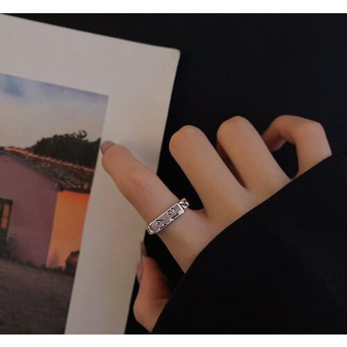 Retro Korean Love 1314 Chain Simple Finger 925 Sterling Silver Adjustable Rings For Women Fashion Trendy Engagement Jewelry