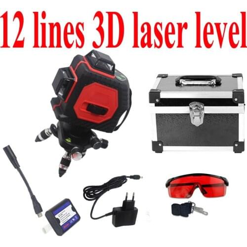 12 Lines 3D Laser Level Self-Leveling 360 Horizontal And Vertical Cross Super Powerful Red Laser Beam Line with Outdoor Mode