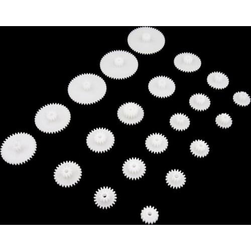 19pcs/lot General Plastic Gear Set Double Deck Deceleration DIY Transmission Toy Car Parts