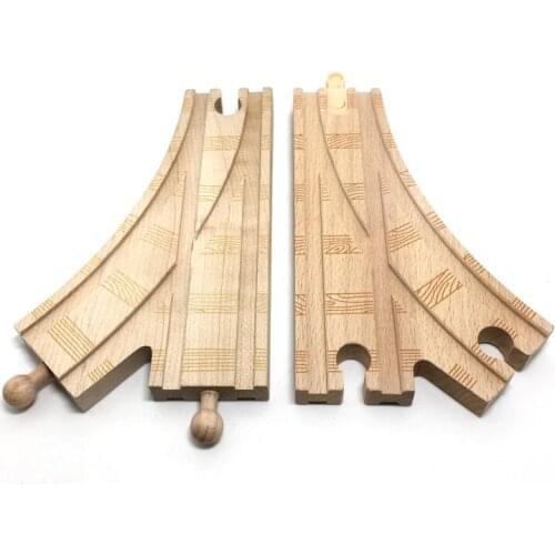 2pcs High quality rail toys single head road bifurcation large rail AB combination compatible wooden train track p085