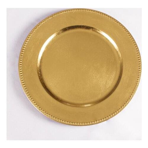 20pcs)wholesale dinner 13" Gold and silver painted color plastic beaded charger plate wedding charage plate senyu1969