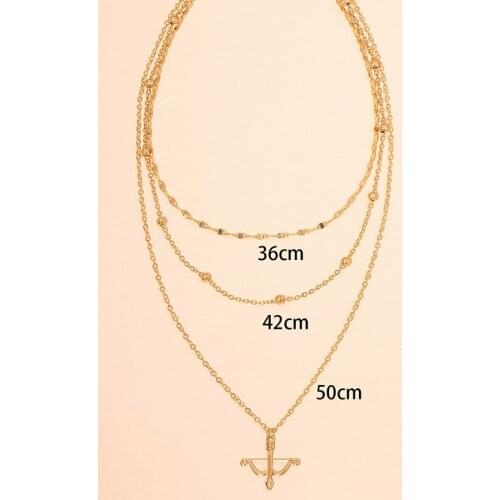 2022 Ins Gold Multi-layers Chain Arrow Irregular Pendant Necklaces Trendy Korean Fashion Party Jewelry