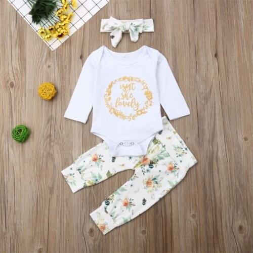 Pudcoco Newborn Baby Girl Infant Lovely 3pcs Clothes Romper Tops Floral Pants Outfit Set Baby Clothing