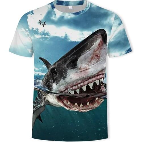 3d animal t shirt printed deadpool t-shirt with shark head blue animal t shirt unisex casual short sleeve top tee shirt 2019