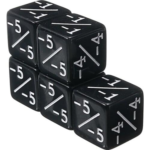 5Pcs Black Dice Counters Negative -1/-1 to -6/-6 Dices Table Party Bar Game Interesting Dices Wholesale