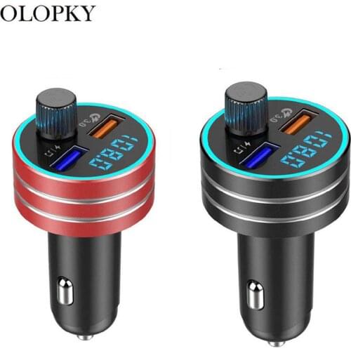 Bluetooth 5.0 Car Charger Player Muti-color QC3.0 Fast Usb Charging MP3 Player Handfree Fm Transmitter with LED Lights Handfree