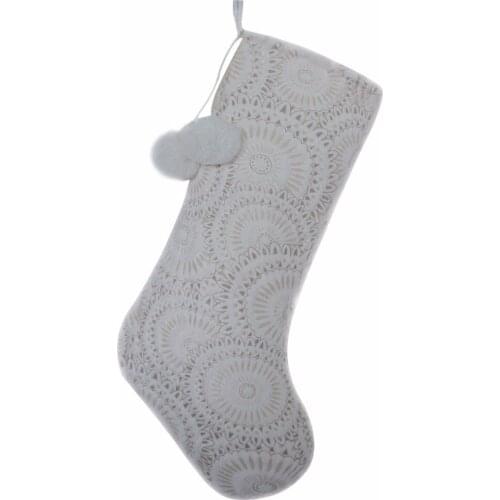 Free Shipping bronzing printed Decoraction Christmas stocking PV velvet socks with ball decoration