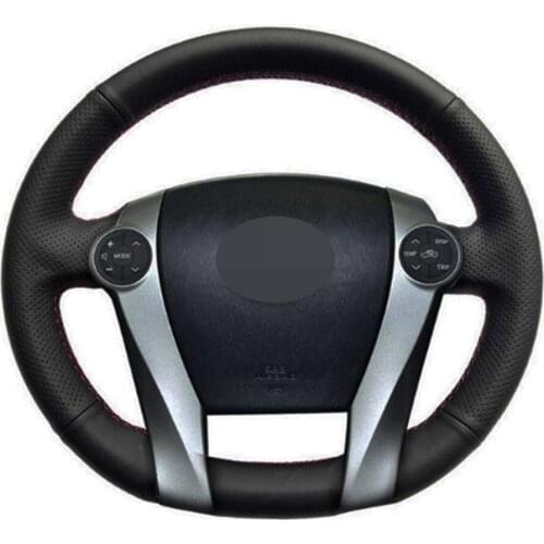 Car Steering Wheel Cover DIY Black Artificial Leather For Toyota Prius 2009-2015