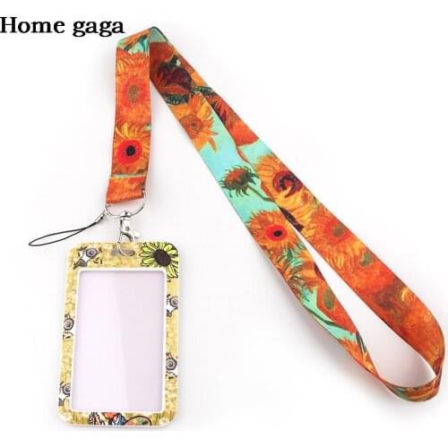 DB142 Homegaga Sunflower Art Neck Strap Lanyards ID Badge Card Holder Keychain Cell Phone Strap Gift Ribbon Webbing Necklace