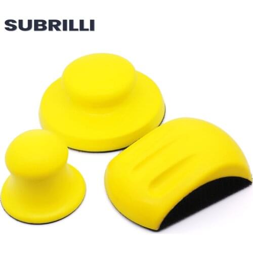 SUBRILLI Sanding Disc Holder 3" 5" Polishing Pad Backing Block Sandpaper Hand Grinding Block Hook And Loop PU Foam Backer Holder