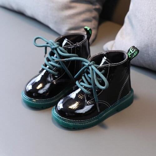 Childrens Fashion Boots Boys Girls Boots Spring Autumn Winter Simple Short Boots British Style PU Leather Boots Boys Shoes DA01