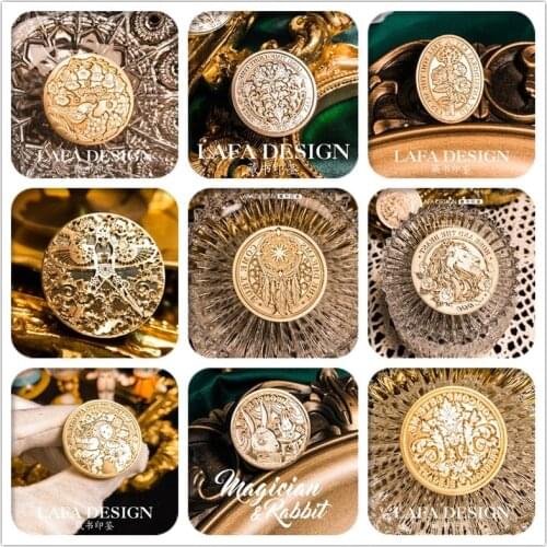 Creative Vintage Embossed Custom Round Stamp Head Wax Seal Heads Stamps Postage Journal Package Wedding Gifts Envelope Tools