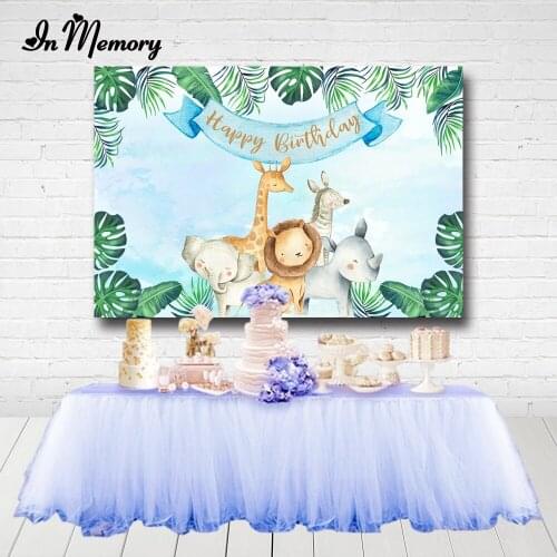 InMemory Safari Jungle Party Backdrops For Photo Studio Cartoon Baby Shower Newborn Kids 1st Birthday Photogarphy Backgrounds