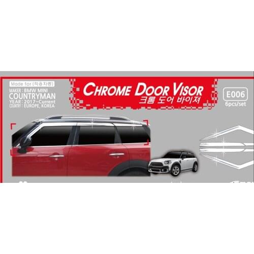 Chrome door visor side window deflector shade sun rain shield silver trips eaves for mini countryman 2017