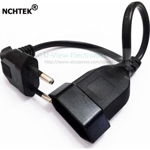 NCHTEK 90 Degree Angled European Round 2Pin Male to Female Plug EU Power Cable For UPS PDU About 30CM/Free DHL Shipping/100PCS