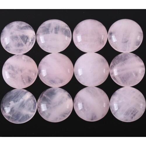 Pink Crystal Cabochon CAB 16MM 12MM Round Natural Stone No Drilled Hole Bead for Women Men DIY Jewelry Making Ring10Pcs
