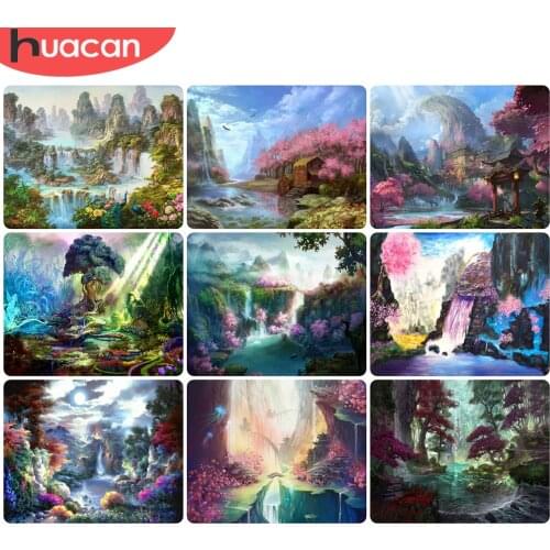 HUACAN DIY Painting By Numbers Mountain Modern Wall Art Gift Pictures By Number Forest Landscape Kits Home Decors