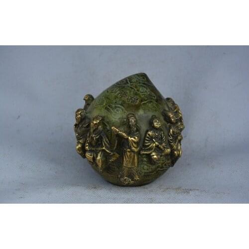 Collectable Qing Dynasty Gilt bronze Peach Decoration,carving 8 fairies, best Crafts&Adornment.Free Shipping
