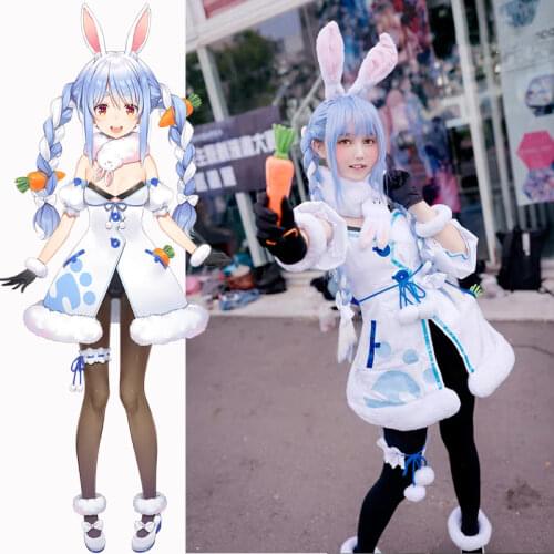 VTuber Usada Pekora Cosplay Costumes Hololive Cute Fantasy Bunny Girl Rabbit Dress Halloween Outfit All set Drop Ship