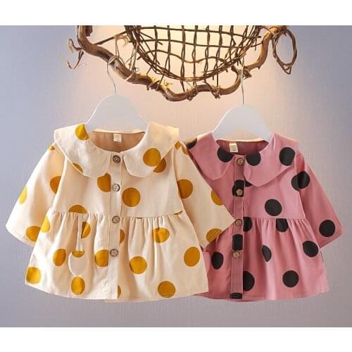 Spring Fall Baby Girls Jackets Windbreaker Casual Fashion Girls Dot Coats for Infant Cotton Outerwear Toddler Baby Clothing