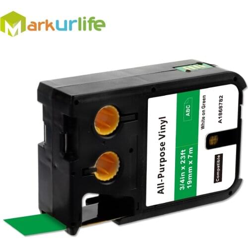 Markurlife 1868782 All-Purpose Vinyl Labels Compatible for DYMO XTL Label Makers 19mmx7m 3/4" White on Green Label Maker