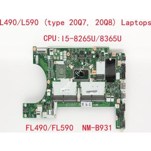 Placa Base Para Portátil Lenovo Thinkpad L490 L590 Laptop Motherboard CPU i5-8265U/8365U FL490/FL590 NM-B931 Test Ok