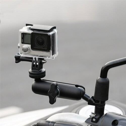 Metal Camera Handlebar Mirror Mount Shockproof Fixing Bracket with 1/4 Screw for GoPro SLR Mirco Camera Motorcycle Bike Parts