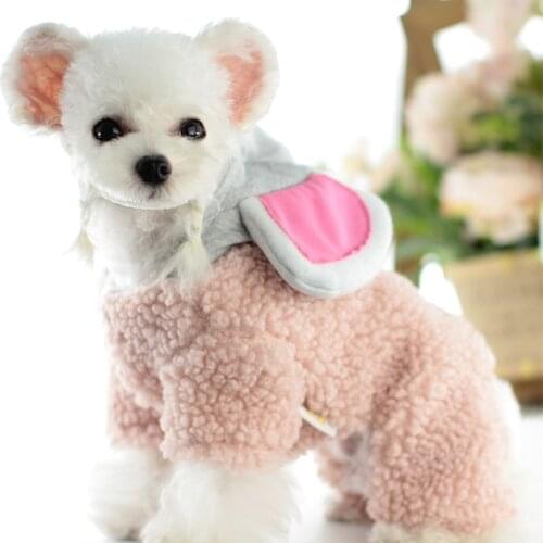 Cute Elephant ears Dog Jumpsuit Small Dog Clothes Winter Pet Outfit Garment Warm Dog Coat Apparel Yorkies Poodle Bichon Clothing