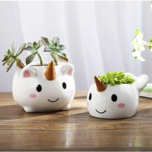 Cute Cartoon Flower Pot Planter Desktop Ornaments Ceramic Art Vase Home Garden Decoration Succulent Pot Plant Pot