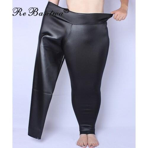 Fashion Women PU Leather Pants High Elastic Waist Punk Leggings Plus Size 4XL 5XL Slim Leather Leggins Skinny Trousers Women