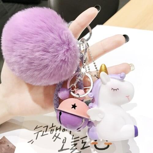 Cartoon Plush Unicorn Pendant Keychain Silicone Bag Charm For Men And Women Car Keychain Keyring Jewelry Decoration Gift