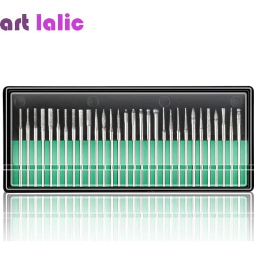 30pcs Silver Diamond Nail Polishing Needle Nail Art Tool Kits Drill Bits Rotary Grinding Head Carving For Nail Manicure Pedicure