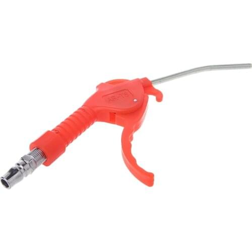 Spring Loaded Trigger Bent Tube Nozzle Red Air Blow Gun Dust Cleaner w/ Adapter