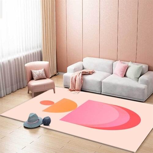 Nordic pink geometric carpet girl room princess style cute carpet bedroom decoration bedside carpet coffee table mat living room