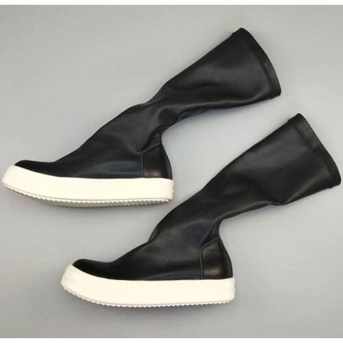 2020 New Mans Footwear Stretch Knee-High Boots Luxury Trainers Spring Casual Flats Shoes Black Height Increasing Sneakers