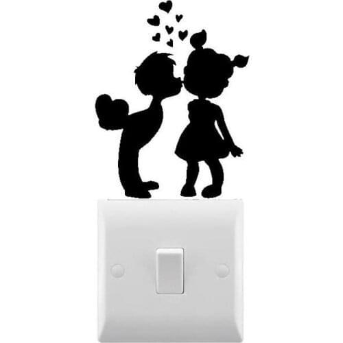 Novelty Boy & Girl Kiss Wall Decal Small light switch Sticker Vinyl Removable Art Home Interior Light Switch Decor Decal C525