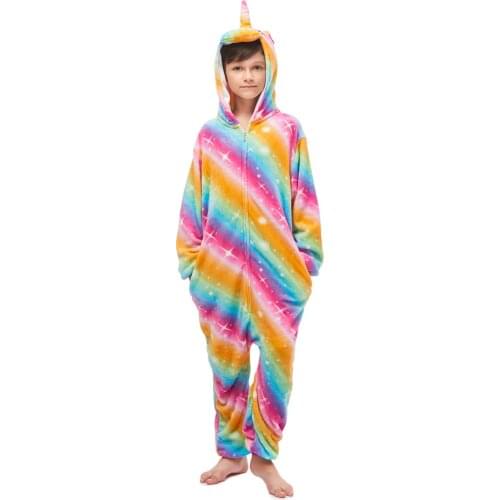 New Children Flannel Pajamas Kids Winter Sleepwear Boys Onesies Girls Pajamas Sets Unicorn Wolf Stitch Animal Pyjamas Pijama