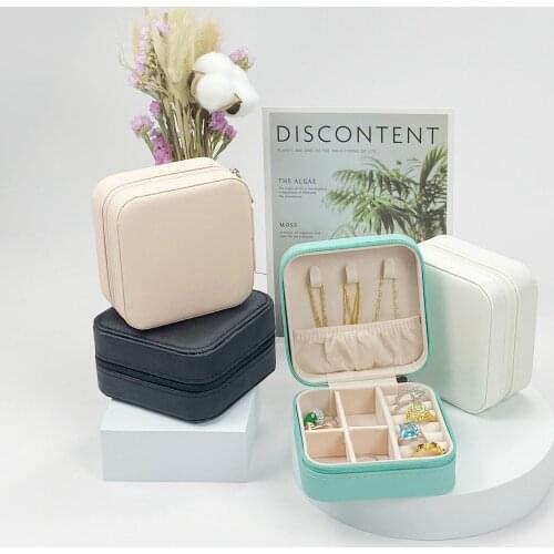 1PC Jewelry Organizer Display Travel Jewelry Case Boxes Portable Jewelry Box Zipper Leather Storage Joyeros Organizador De Joyas